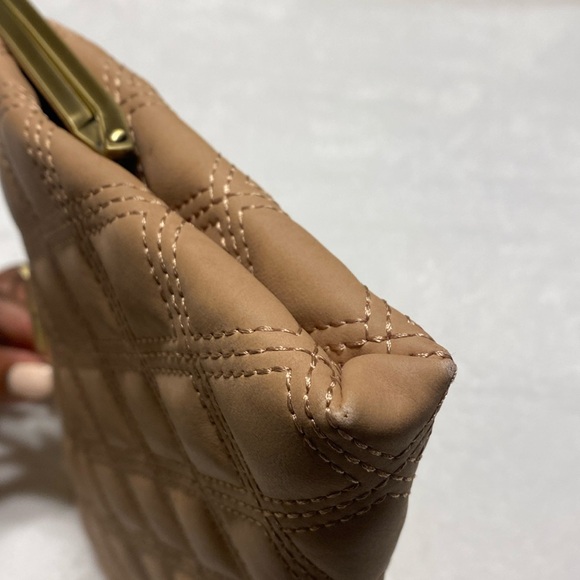 Rachel Roy Quilted Tan Faux Leather Clutch With Gold-Robe Hardware - Picture 6 of 14